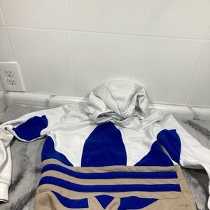 Medium adidas 12-14 hoodie, 2 short sleeves medium, medium adidas pants